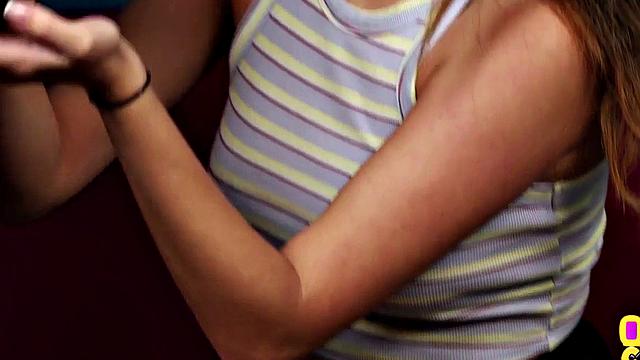 CFNM amateur with glasses sucks cock till cumshot