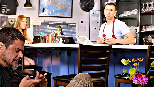 Busty redhead, Harper Red, is so wet and horny that she must get dick in the this instant