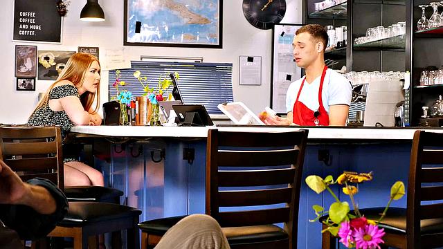 Busty redhead, Harper Red, is so wet and horny that she must get dick in the this instant