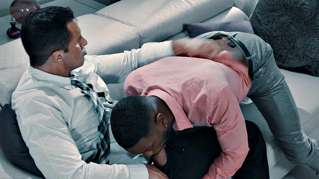 Black bottom gets sucked then bent over and fucked