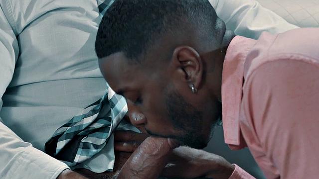 Black bottom gets sucked then bent over and fucked