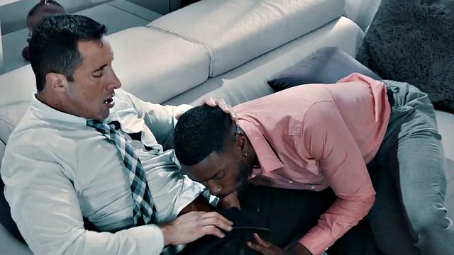 Black bottom gets sucked then bent over and fucked