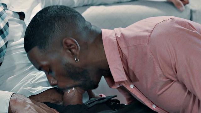 Black bottom gets sucked then bent over and fucked