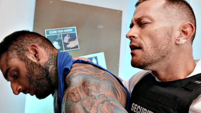 Gay man fucked by police officer from behind in asshole