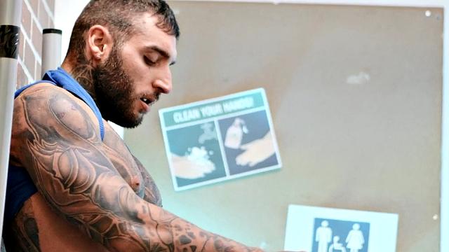 Gay man fucked by police officer from behind in asshole