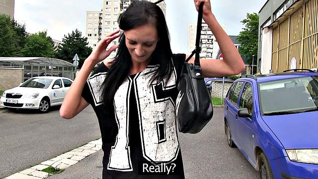 Brunette cutie with tattoos and piercings can't resist giving a wet BJ and giving a POV handjob