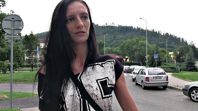 Brunette cutie with tattoos and piercings can't resist giving a wet BJ and giving a POV handjob