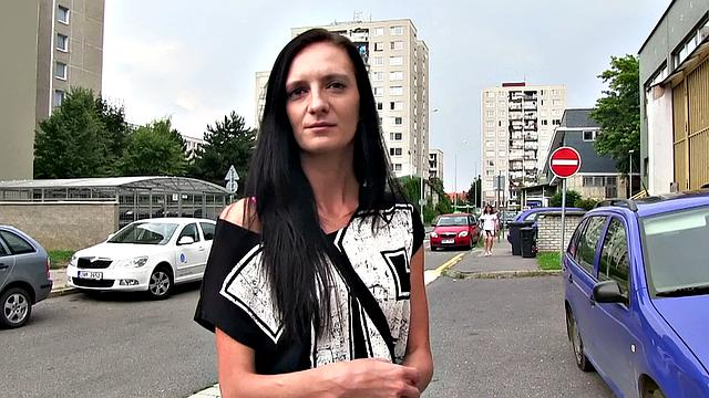 Brunette cutie with tattoos and piercings can't resist giving a wet BJ and giving a POV handjob