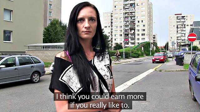 Brunette cutie with tattoos and piercings can't resist giving a wet BJ and giving a POV handjob