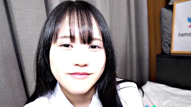 Mei Hotta wears uniform and masturbates while we watch