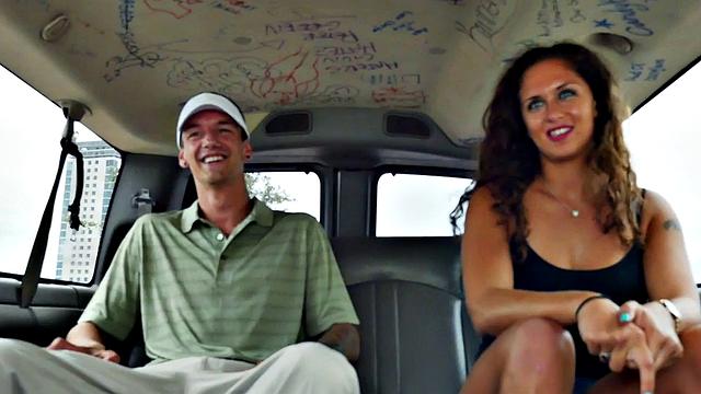 Str8 pulled stud fucks in public outdoor van