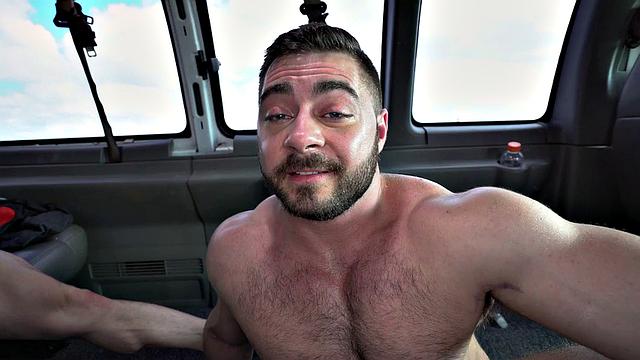 Naive dude's first bareback van ride ends with a cumshot
