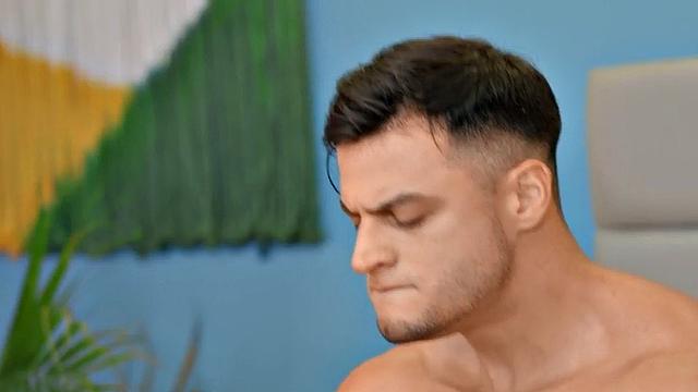 Eager jock deepthroating muscular BF before barebacking