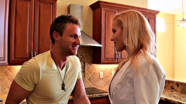 Check out this steamy mature kitchen action with a big-titted MILF, glasses, and reverse cowgirl action!