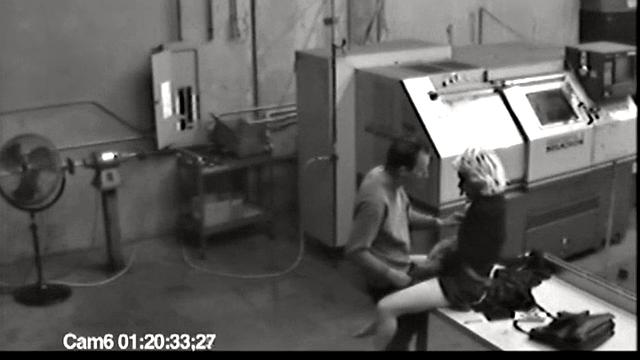 MILF blonde masturbates at work then jerks cock