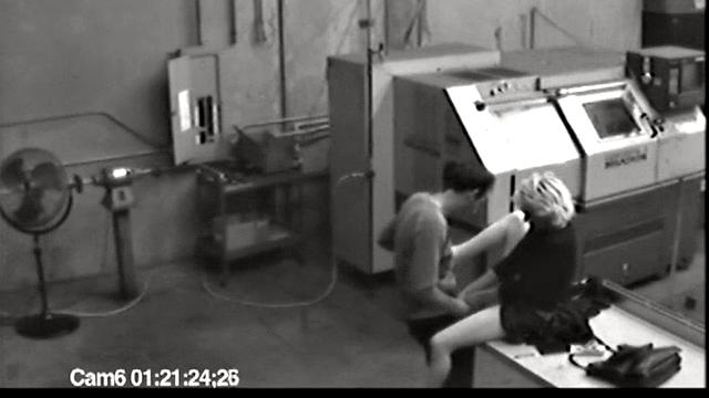 MILF blonde masturbates at work then jerks cock