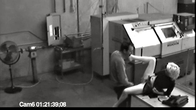 MILF blonde masturbates at work then jerks cock