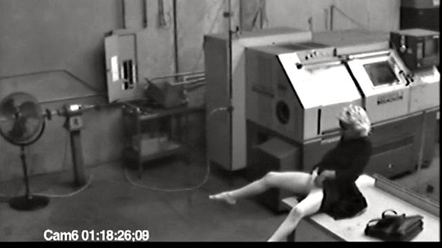 MILF blonde masturbates at work then jerks cock