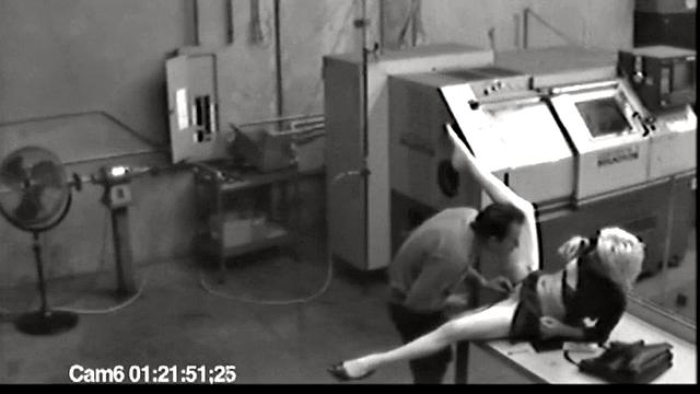 MILF blonde masturbates at work then jerks cock