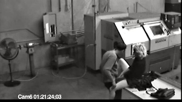 MILF blonde masturbates at work then jerks cock