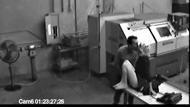 MILF blonde masturbates at work then jerks cock