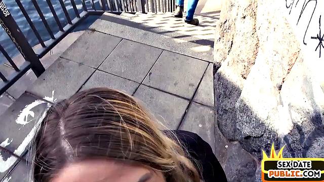 Pulled busty babe rides stranger