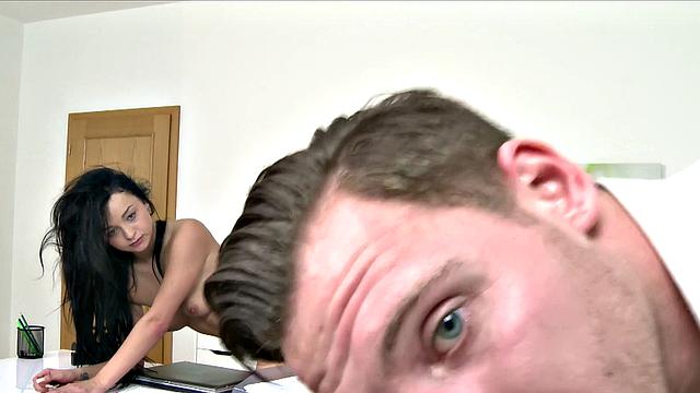 Naughty Brunette in Casting Interview Gets Her Hairy Pussy Licked and Fucked