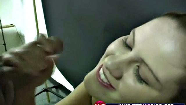 Hot teen tugging cock gets off in POV secret sex