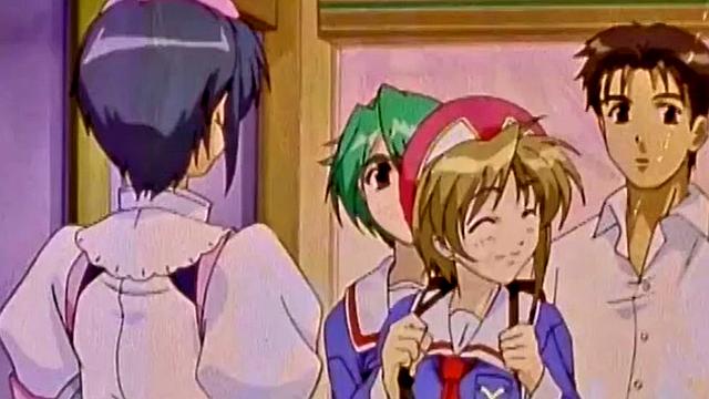 Kinky anime hottie kissing