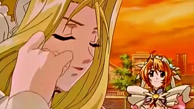 аниме-дива срывает страсть поцелуями и жёстко трахается с подругой