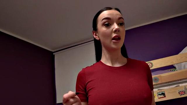 Stunning hostel babe fucked in 3way by roommates