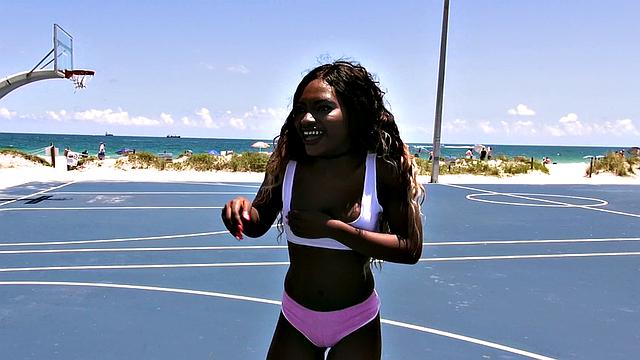 Watch Slam Dunk Booty get down and dirty in reverse cowgirl with long socks and deepthroating sports action