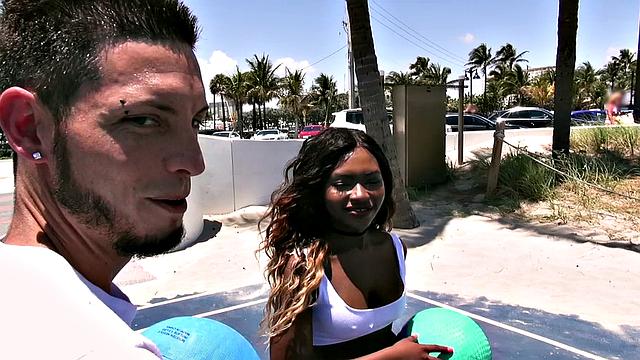 Watch Slam Dunk Booty get down and dirty in reverse cowgirl with long socks and deepthroating sports action