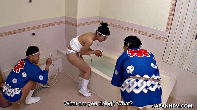 Ao odori fan Amiru Kinohara is fucked in a wild threesome