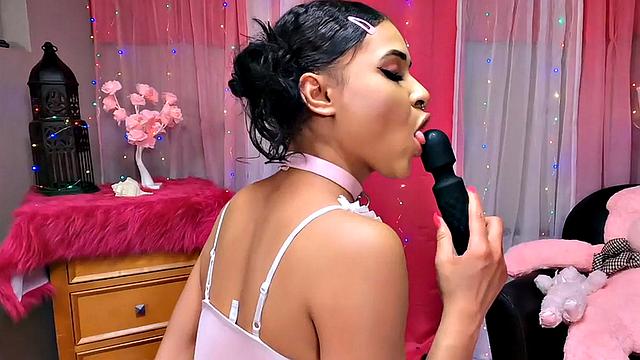 Taboo stepdaughter toys pussy for stepdad while talking dirty