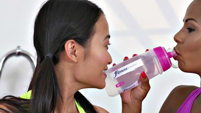 Lez ebony and asian fingerfucking