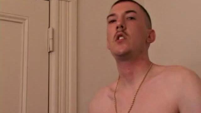 Young Richard Azina strokes a stiff one and strips off clothes. After fingering his butt hole, he strokes out a fresh load of warm cum.