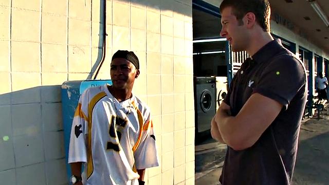 Publicly fucked Black thug used outdoor by white top for money