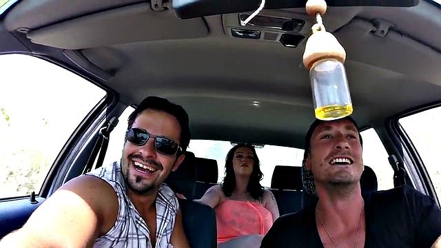 Tattooed MILF gets her big tits and wet pussy pounded in hot outdoor 3some action