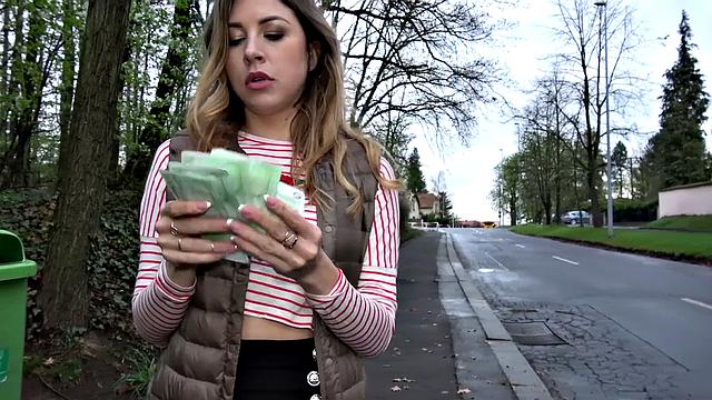 A Russian babe get her pussy pounded in the sun with her bra on!