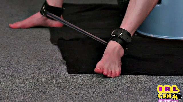 CFNM amateur domina wanks cock of her pathetic BDSM sub