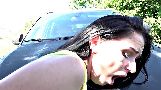 Bright babe creampied outside