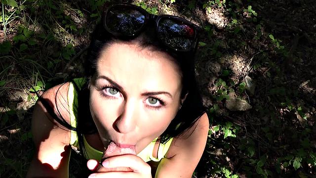 Bright babe creampied outside