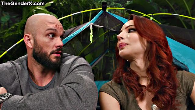 Stunning redhead TS bouncing on BF