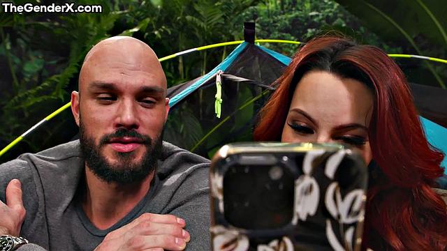 Stunning redhead TS bouncing on BF