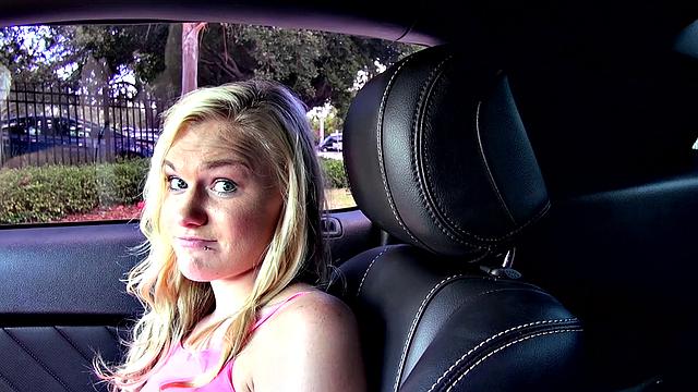 Jessie, the tattooed blonde, takes a hard pounding in a car on a boat trip