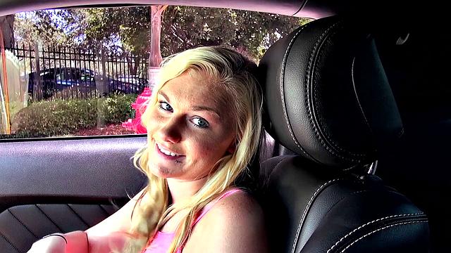Jessie, the tattooed blonde, takes a hard pounding in a car on a boat trip