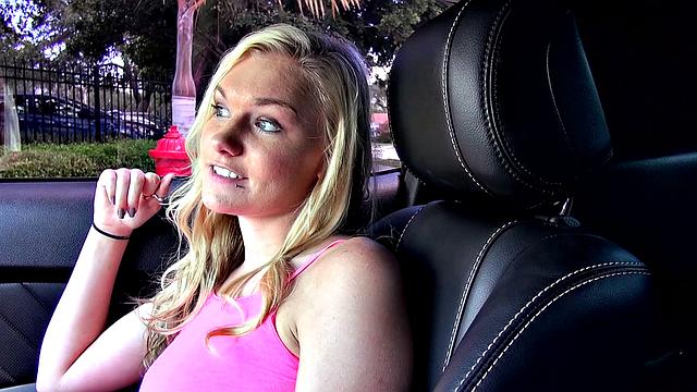 Jessie, the tattooed blonde, takes a hard pounding in a car on a boat trip