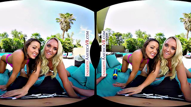 Days are getting warmer and your cock is getting harder as Abigail Mac & Alexis