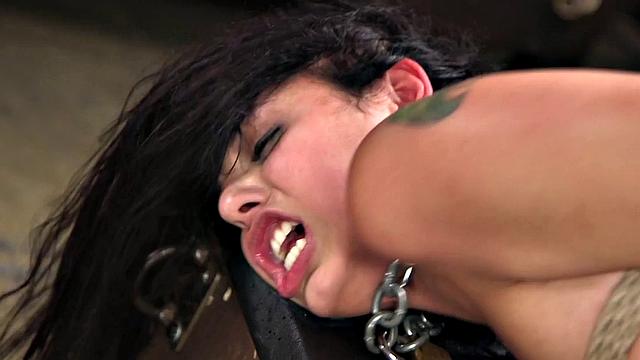 Bound subject whipped and caned while fucking with dom